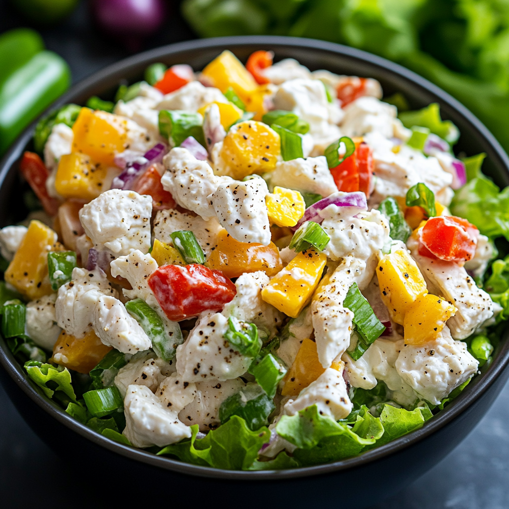 Cottage Cheese Chicken Salad with Banana Peppers
