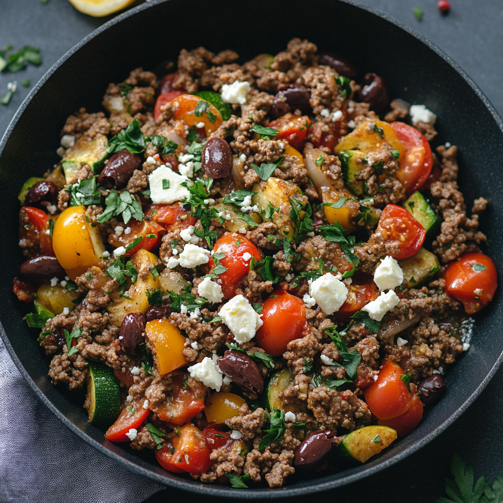 Mediterranean Ground Beef Stir-Fry