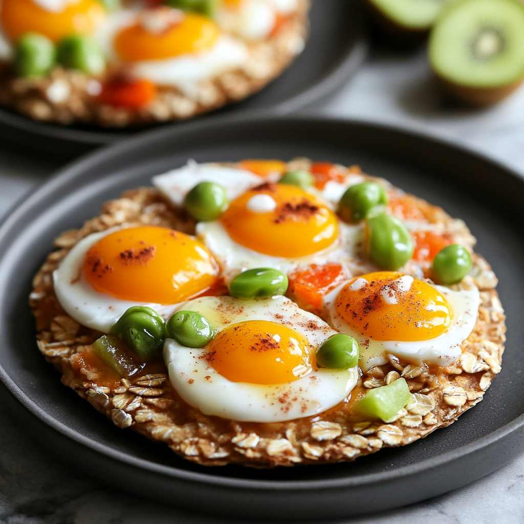 Oatmeal Crust Breakfast Pizzas